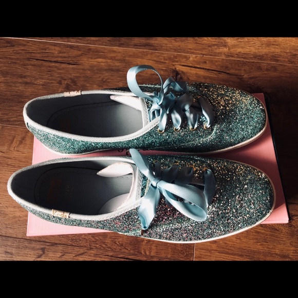 KATE SPADE/KEDS-NWT Aqua Glitter Sneakers - Picture 9 of 16